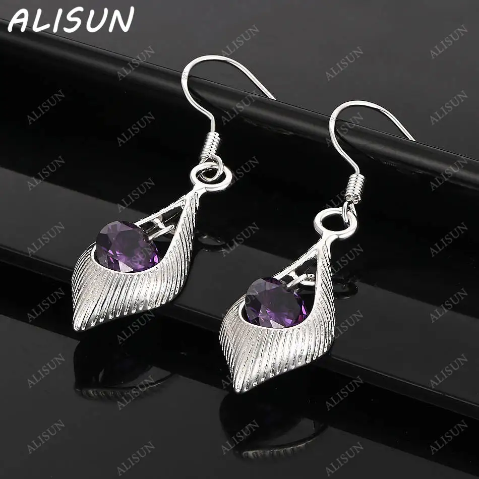 

ALISUN 925 Sterling Silver Purple Zircon Earrings Drop Earrings For Women Creativity Gifts Street All-match Party And Daily Wear