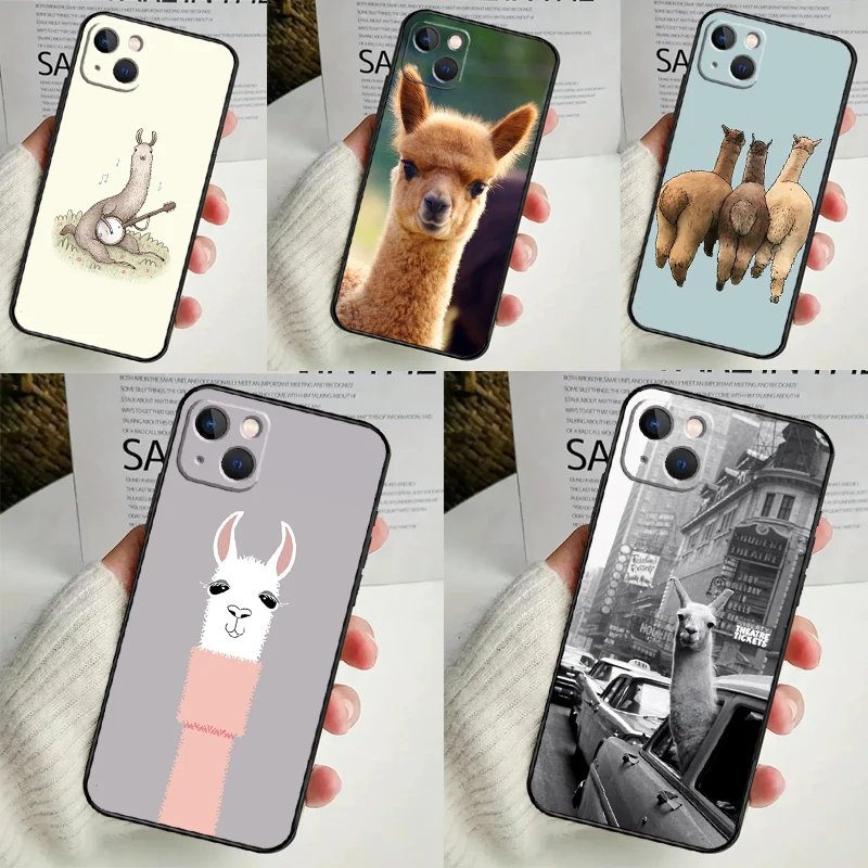 Cute Alpaca Donkey Phone Case For iPhone 14 13 12 11 16 15 Pro Max Plus Mini 7 8 X XR XS Max Soft Cover