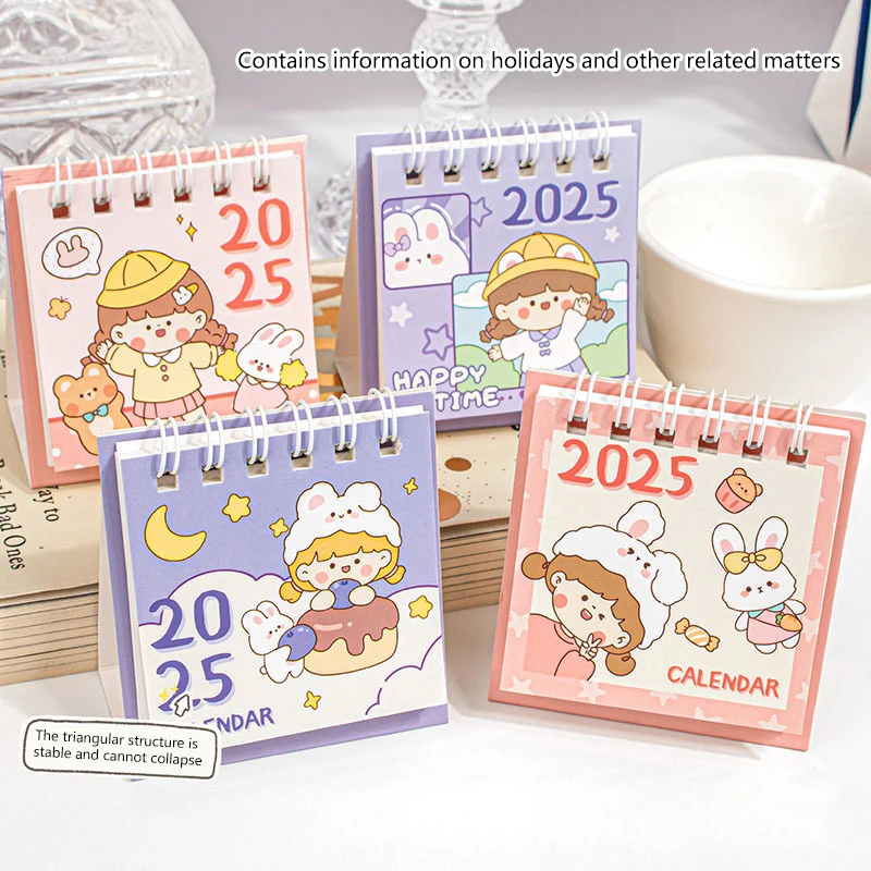 

Creative Student Desktop Decoration Chinese Style Mini Calendar Cute Cartoon Portable Capybara Panda Plan Small Table Calendar