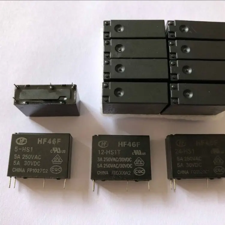 10PCS 5A 4Pin HF46F-5-HS1 HF46F-12-HS1 HF46F-24-HS1 Power Relay A Normally Open 5 12 24 VDC 5A 250VAC