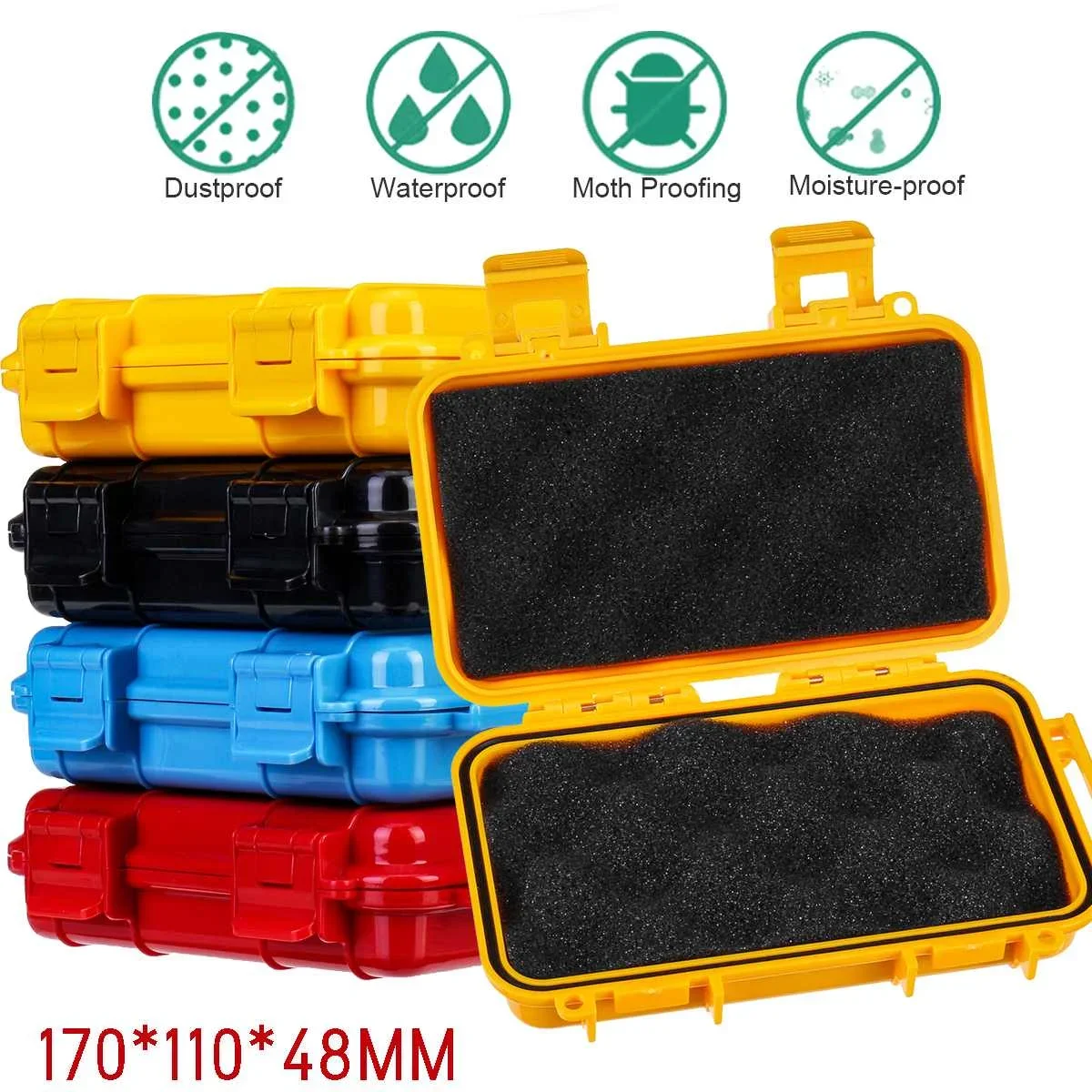 2 Size 4 Colors Outdoor Shockproof Waterproof Boxes Survival Airtight Case Holder Storage Matches Tools Travel Sealed Containers