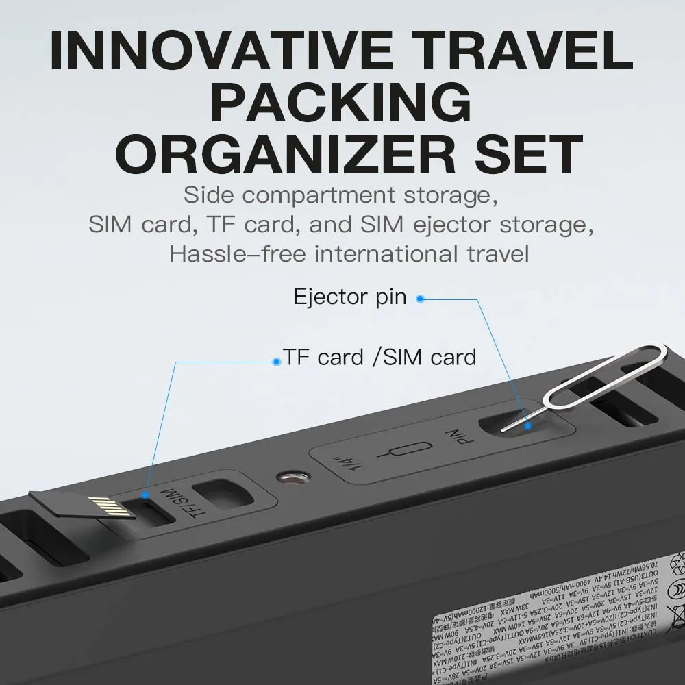 Silicone Case for CUKTECH No.15 Ultra Power Bank TF Sim Card Pin Needle Storage Case USB C Cable Organizer with handle design