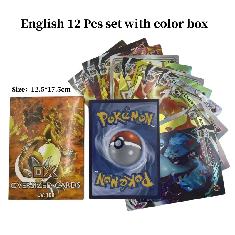 Pokemon Cards Oversized 12.5*17.5cm/15*21cm Shiny Vstar Vmax GX Charizard Arceus Anime Pikachu Kids Collection Birthday Gift