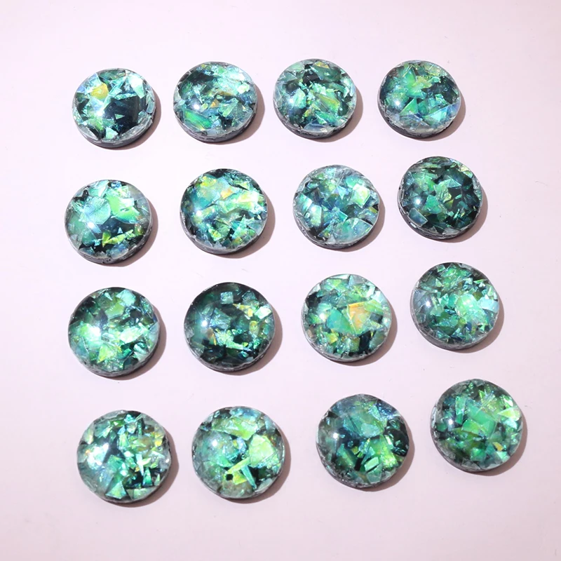 40pcs 8mm 10mm 12mm Black Colors Built-in Metal Foil Resin Cabochons Flat Back Cameo Dome for Earrings Bracelet DIY Jewelry