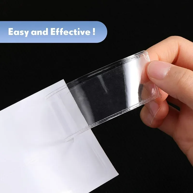 100/4Pcs Self-Adhesive Index Card Pouches Clear PVC Label Holders with Top Opening for Office School Home Organization Accessory