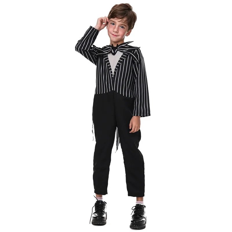 Halloween Jack Cosplay Nightmare Before Christmas pagliaccetto Jack Set di vestiti in cotone a maniche lunghe con camicia pantaloni maschera bambola