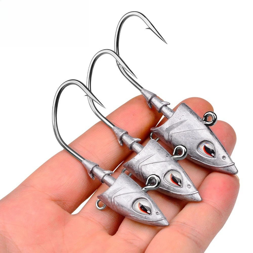 Billings 3D Eyes Jig Head 26-52g Hochkarbon-Stahl Weichköder und Jigköpfe Angelhaken für Swimbait Jig Head Angelhaken