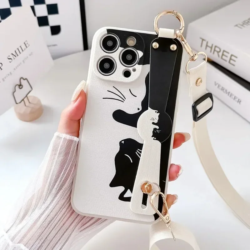 SoCouple Cat Crossbody Lanyard Case For Samsung S21 S22 S23 S24 S20 FE Plus Ultra Note 10 20 Neck Wrist Strap Phone Holder Cover