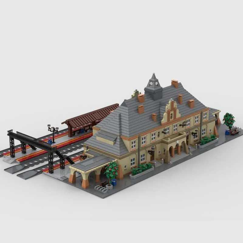 9282 pièces Blocs de construction modulaires personnalisables MOC Gare de ville néoclassique Technologie créative DIY Cadeaux de jouets de vacances