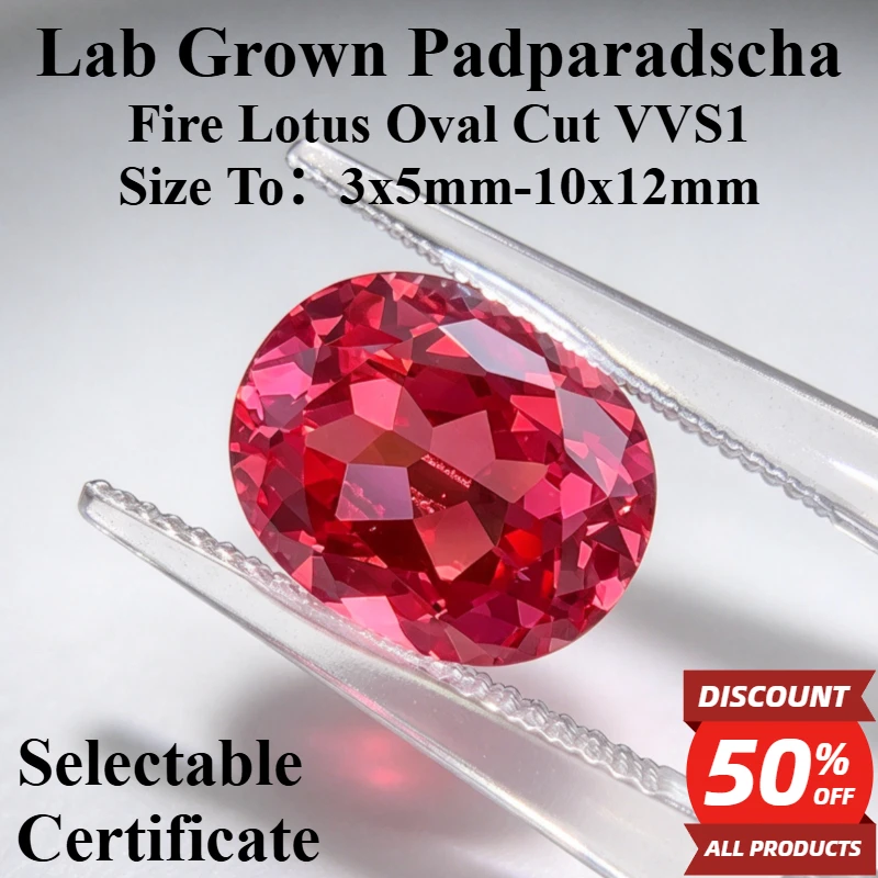 Oval Cut Padparadscha Fire Lotus Color Lab Grown Sapphire Gemstone for DIY Jewelry Making Materials Selectable AGL Certificate