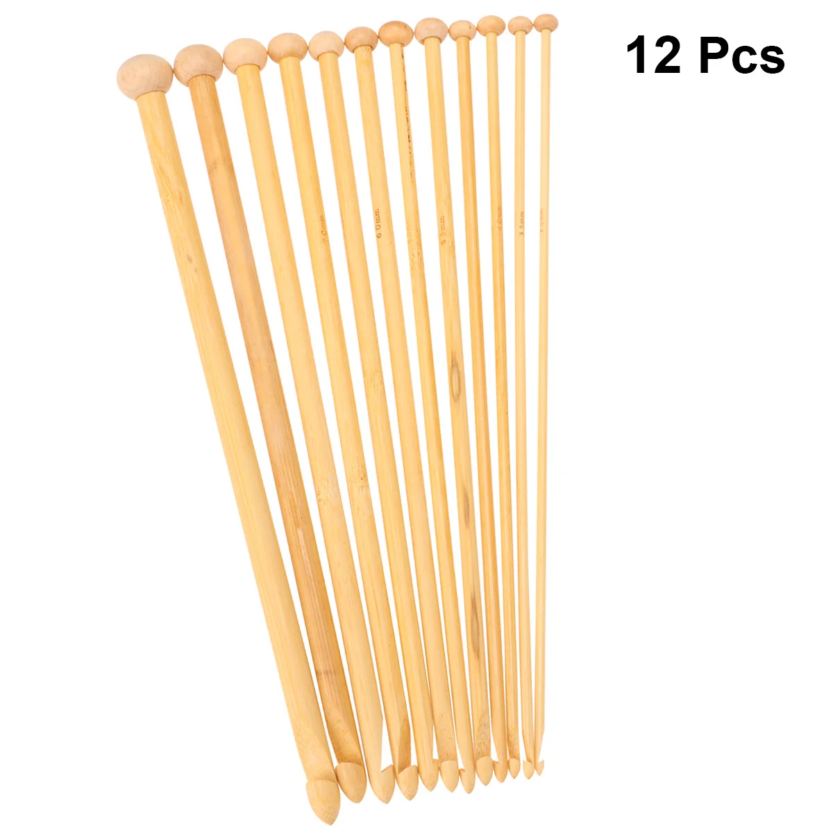 

12Pcs Bamboo Knitting Needle Set Smooth Round Head 25cm Hand Tool for Sweaters Scarves Carpets Knitting Crochet Rods