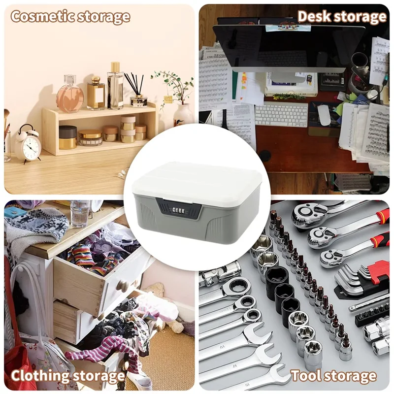 

AT63-Lockable Container Plastic Lockable Box 4 Digit Password Organizer High Security Lockable Bin Sturdy Lockable Bin