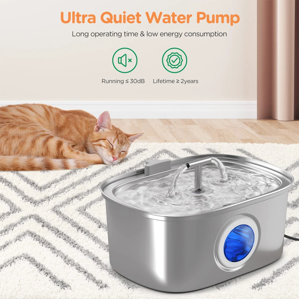 Automatic Stainless Steel Cat Dispenser For Multiple Cats,pet Water Fountain,ultra-quiet Pump,pet Dogs Water Fountain, 4 L