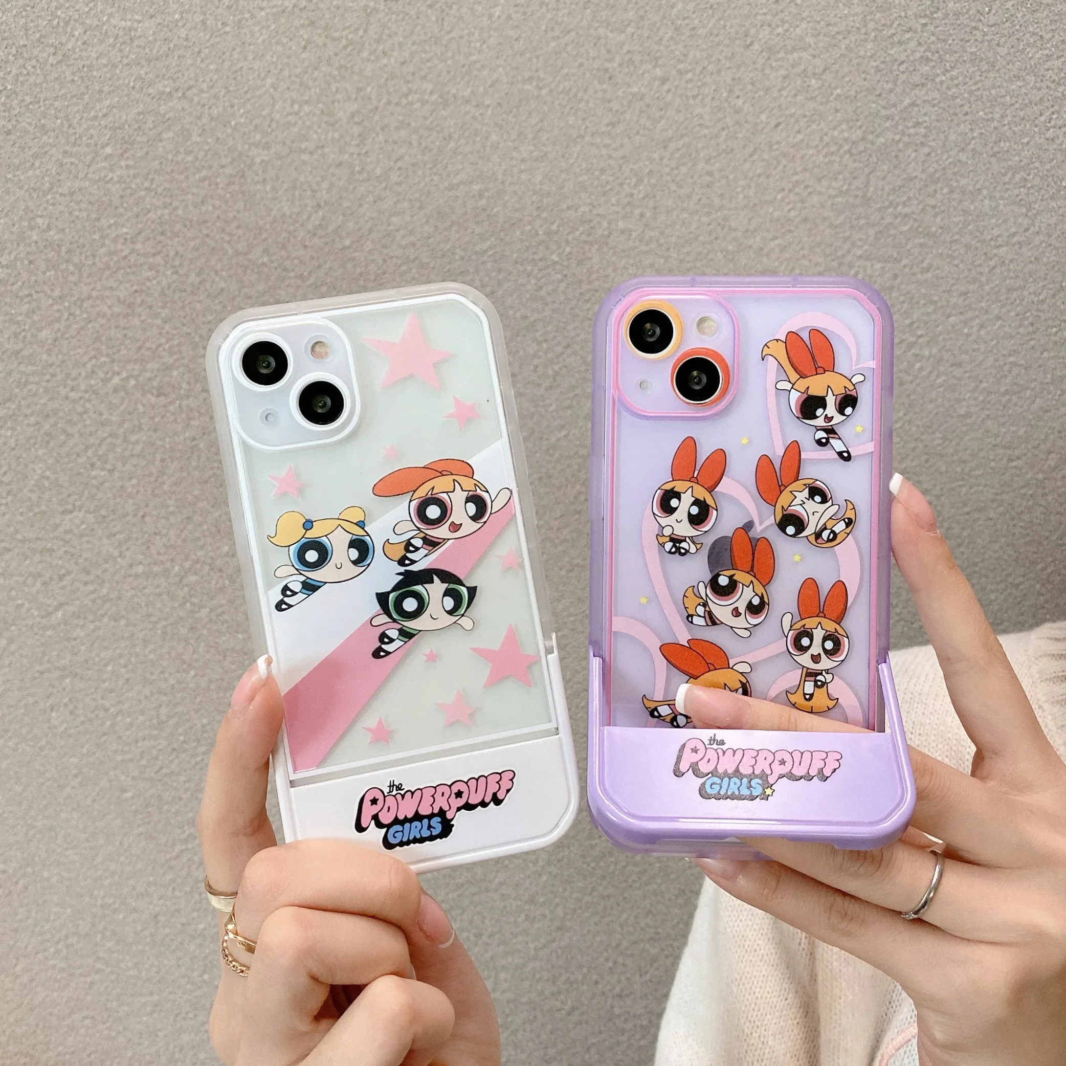 Powerpuffs Girls Blossom Bubbles Buttercup Phone Case For Iphone 11 12 13 Pro Max X Xs Xr 7 8 Plus With holder Kickstand Cover