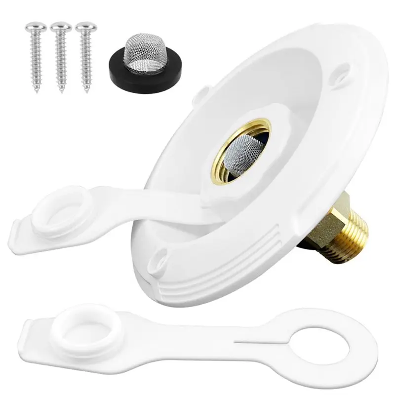 NEW HOT In Stock-RV Water Inlet With Check Valve, City Water Inlet Connection 3/4 Female To 1/2 NPT Male Flange For RV Water Fil