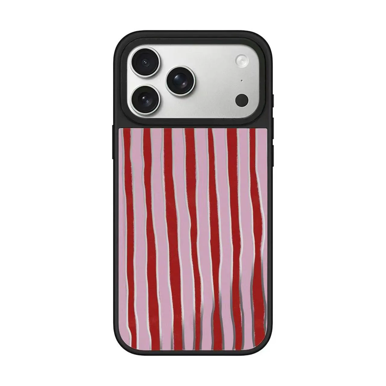 

Red Pink Stripes 2.0 Acrylic Black Border Phone Cover for IPhone 12 13 14 15 16 17 Pro Max Case for IPhone 17 Air
