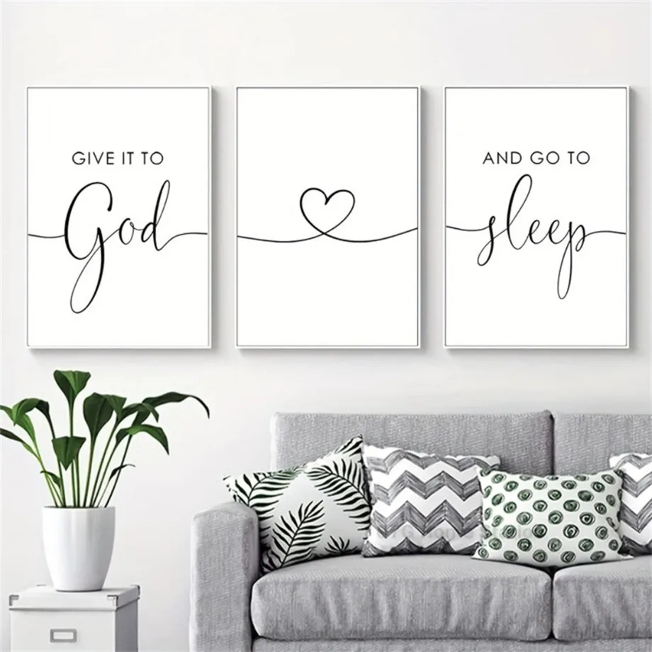 Give It To God And Go To Sleep Sign Canvas Wall Art Above Bed Wall Decor for Bedroom Bible Verse Prints Farmhouse Bedroom Decor