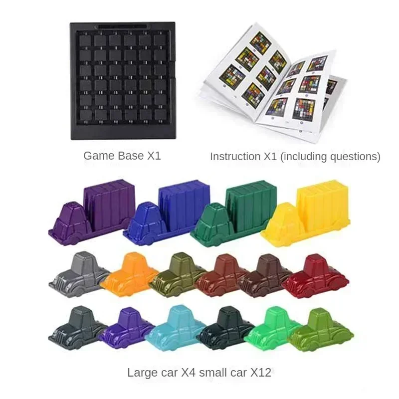 Jogo de hora de praça de tráfego de quebra-cabeça, carro de hora de corrida huarong estrada raciocínio lógico jogo de mesa, brinquedos de quebra-cabeça das crianças