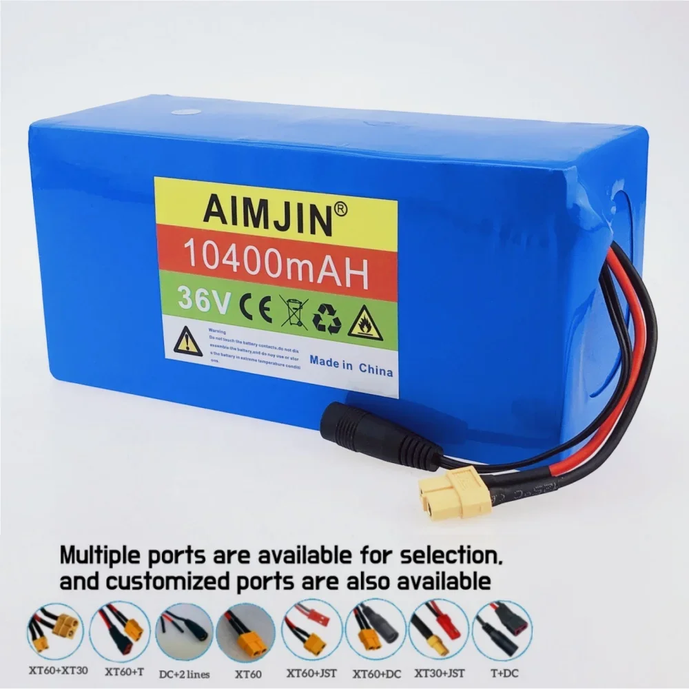 AIMJIN 10S4P 36V 10400mAh Hochleistungs-Lithium-Akku, anpassbar mit verschiedenen Anschlusssteilen