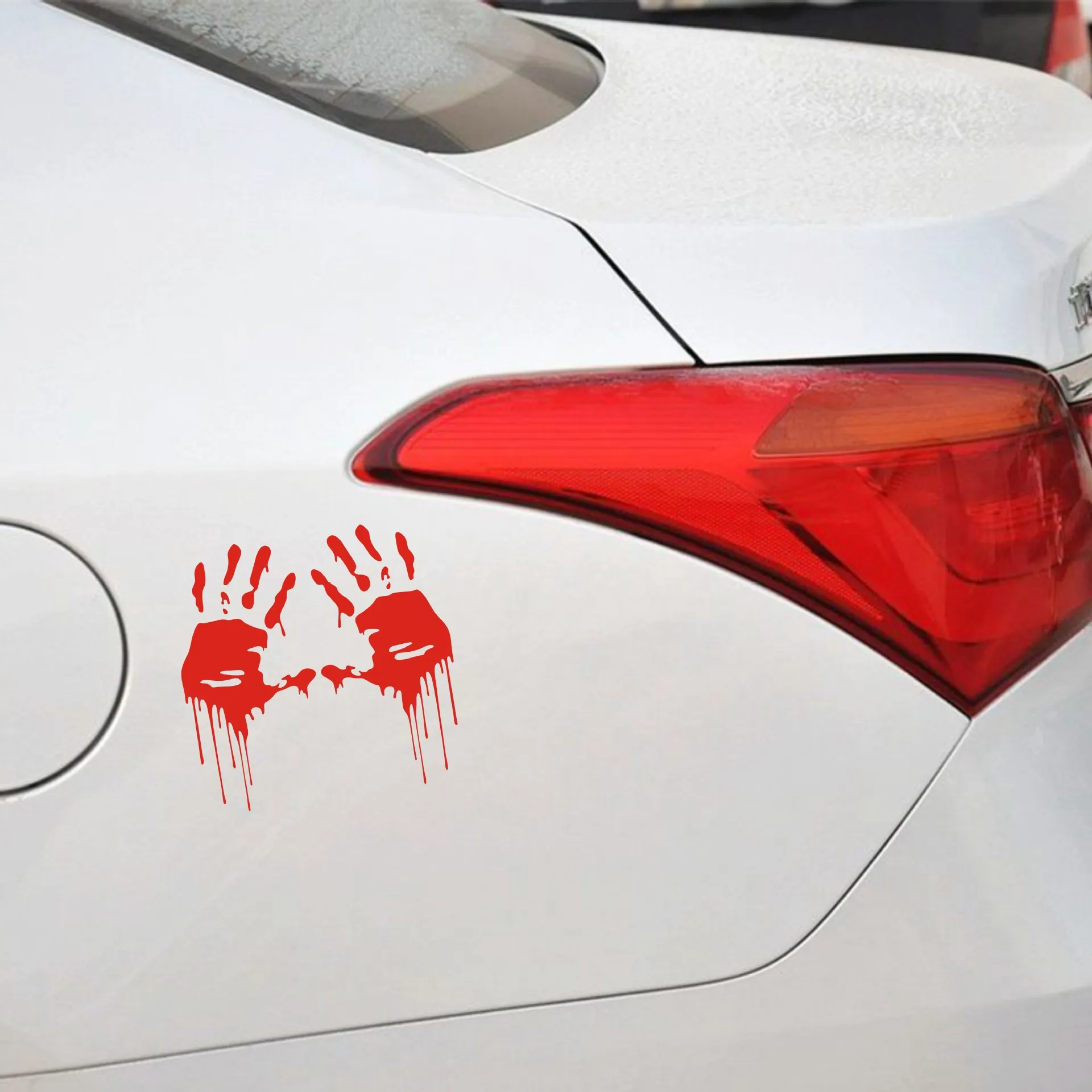 Halloween Horror Blood Handprint Waterproof Car Sticker Halloween Car Decoration Bloodstain Car Decal for SUV Vehicle Motorcycle