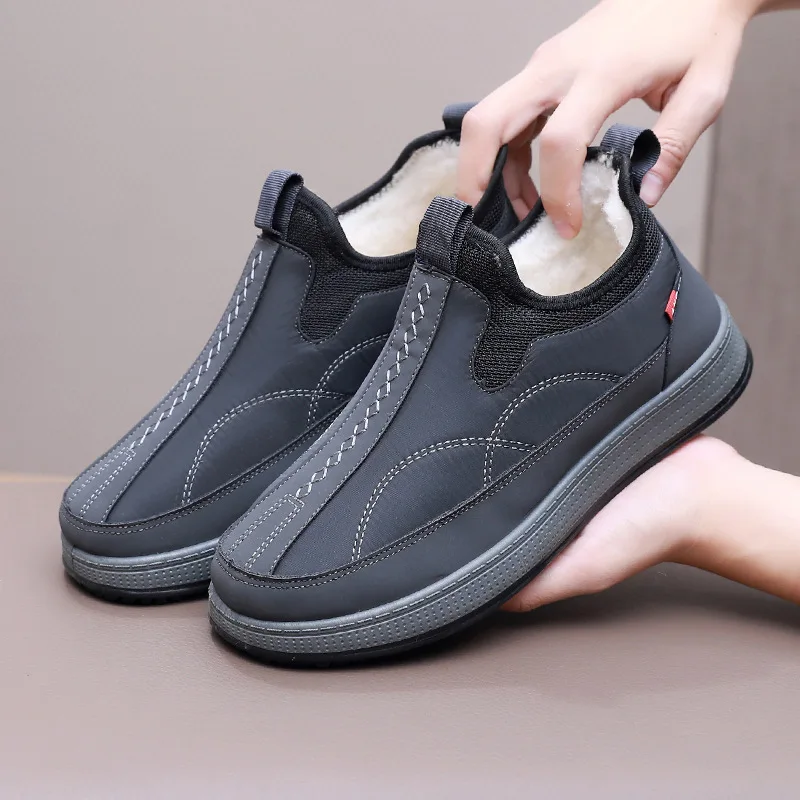 Men Winter Shoes Thickened Fleece Lined Warm Snow Boots Comfortable Soft Bottom Breathable Cotton Shoe Rubber Sole No-slip Boots