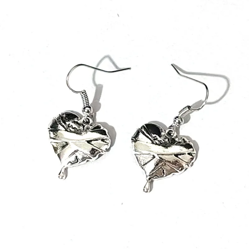 1pair Antique Silver Color Simple Broken Heart Earring for Women