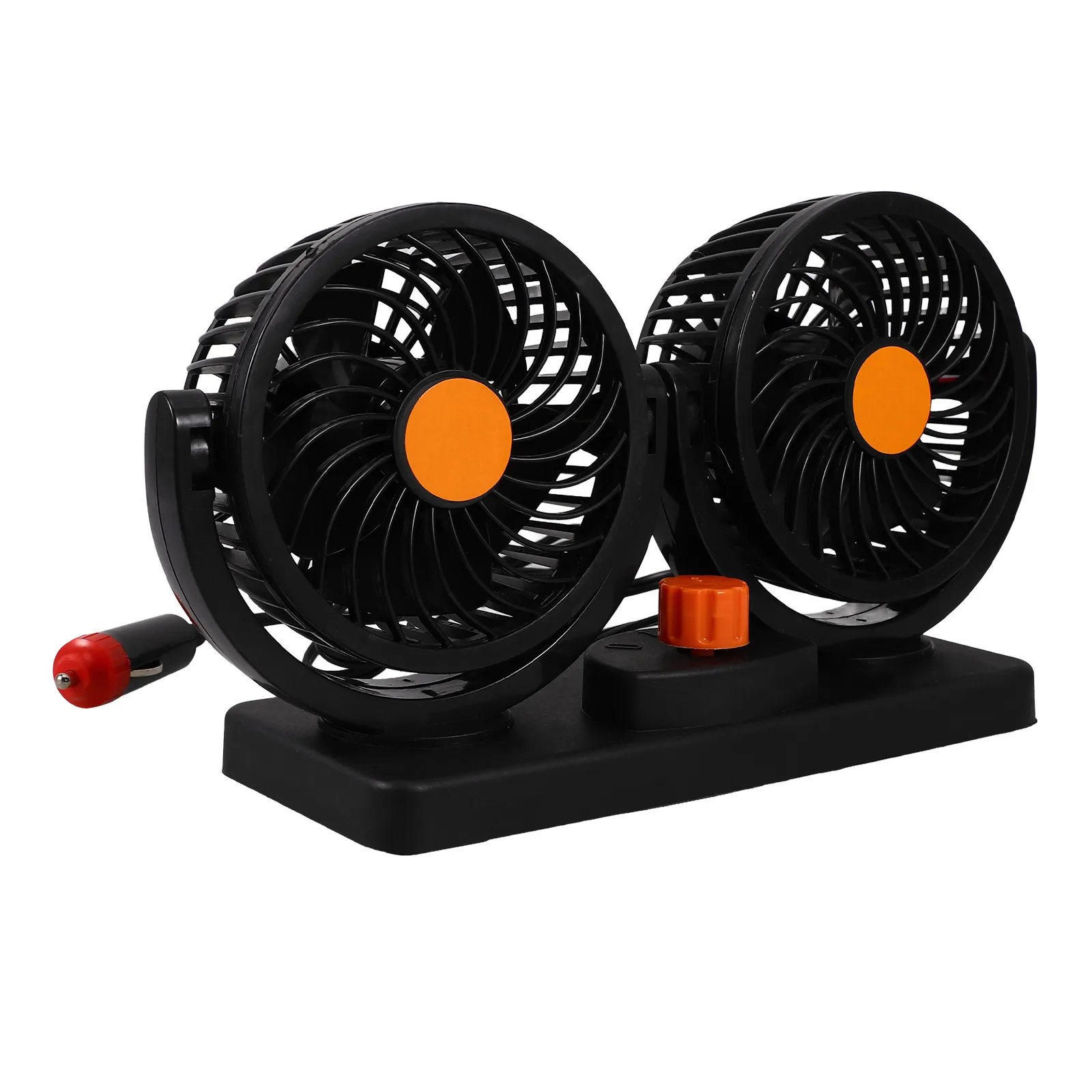 

Автомобильный вентилятор с двумя головками, вращающийся на 360 градусов, с регулируемой скоростью, низким уровнем шума, 24В, портативный автомобильный кондиционер