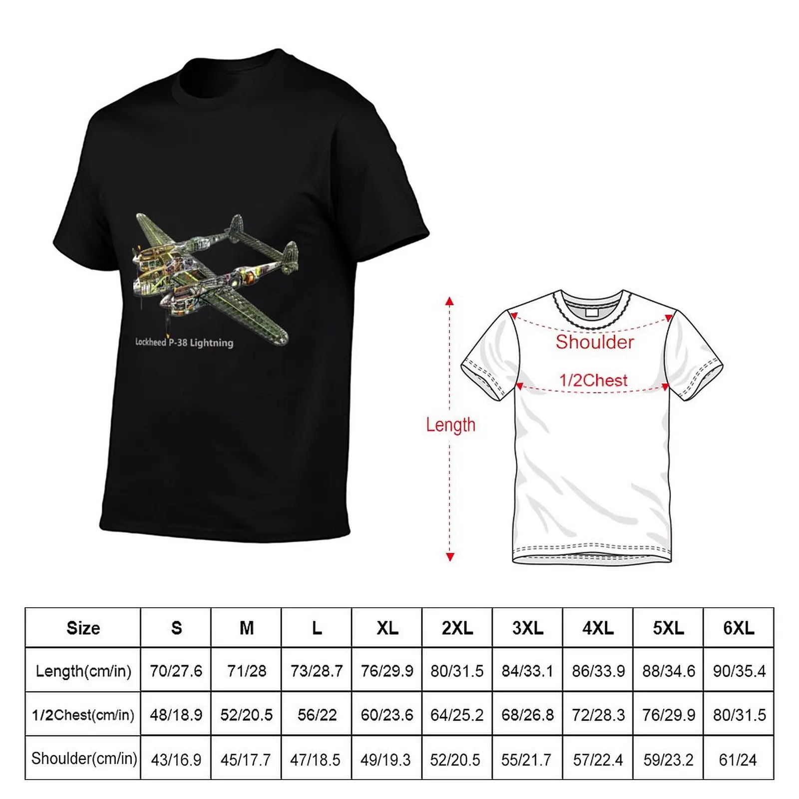 P-38 Lightning cutaway T-Shirt t shirt man designer anime tshirt cotton t shirts high quality T-shirt