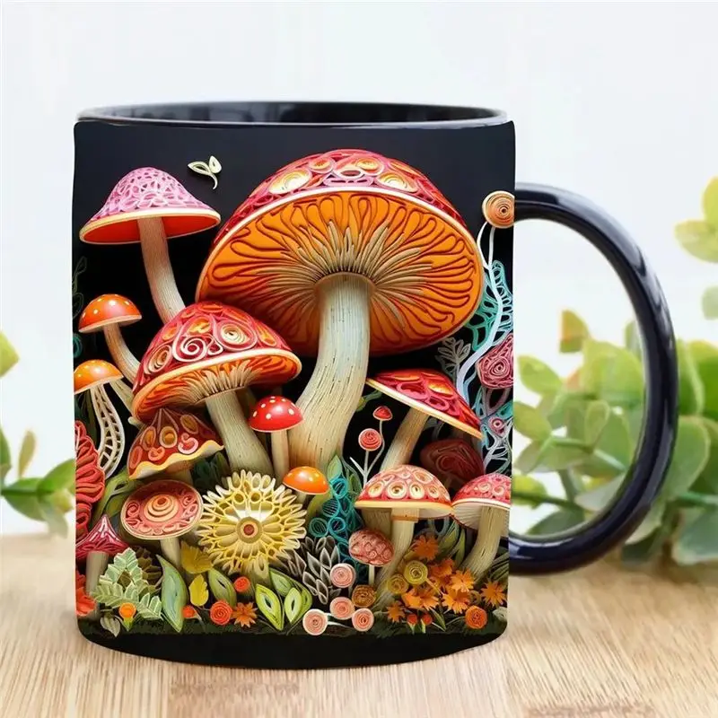 ABVJ-3D Magic Mushrooms Mug Creative 3D Fun Space Design Mugs Offices Multi-Purpose Drink Cup For Home Office Dorm Durab