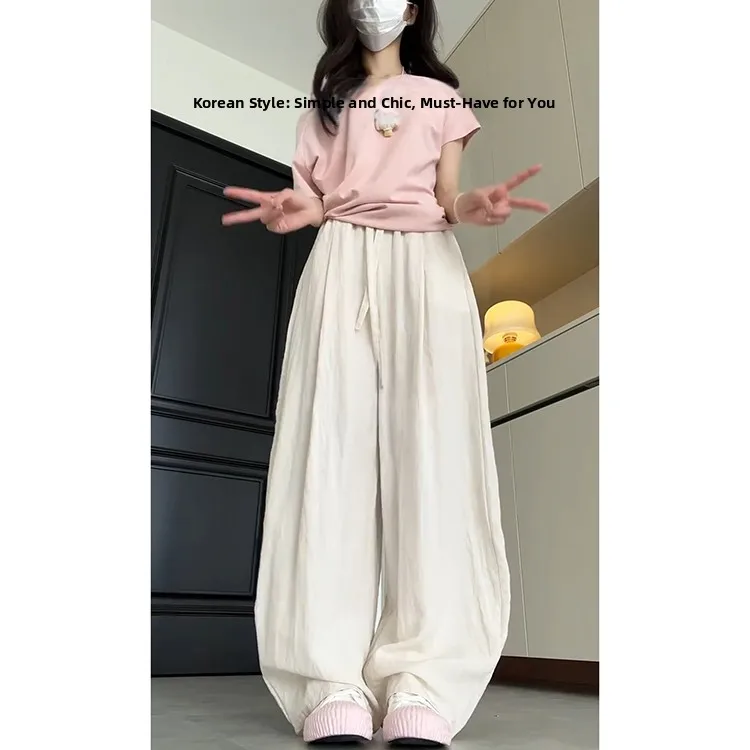 Koreanische Sle Einfache Baumwolle Leinen Luftige frauen Sommer Casual Hosen Lose Fit Vielseitig Entspannende Spor Hohe Taille Gerade Bein