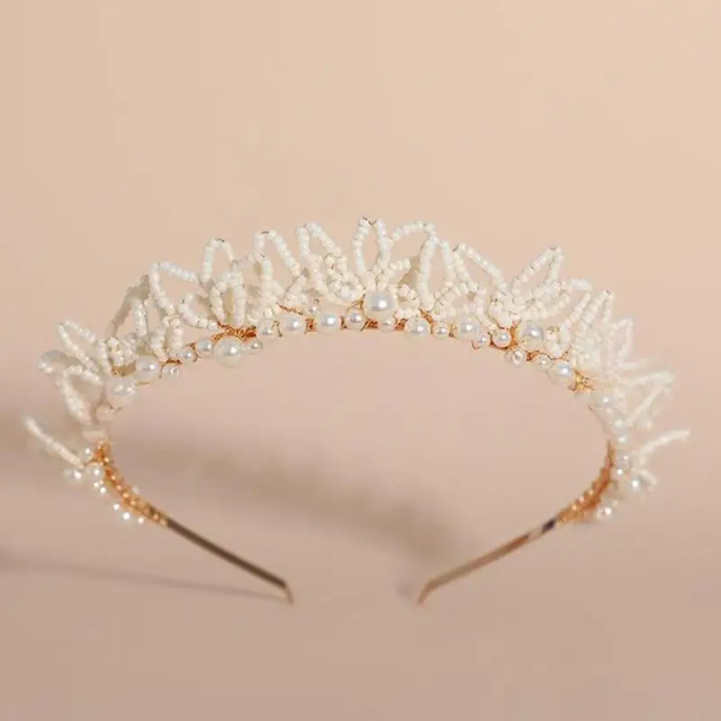 270D 가짜 진주 장식 결혼식을위한 바로크 헤어 밴드 갈라 사진 촬영 경량 머리띠 실용적인 헤어 피스
