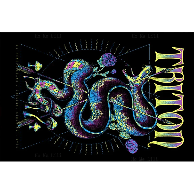 Triton Snake Tattoo Psychedelic Mushroom Floral Arrow Old School Tattooed Quick Drying Towel