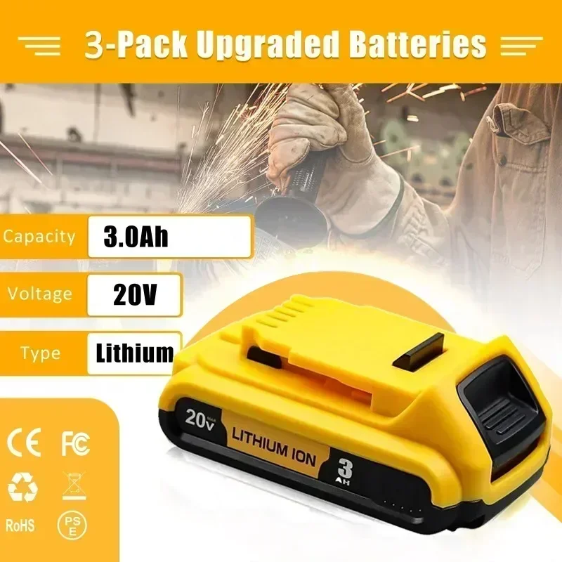 20V Battery 3.0Ah DCB203 Li-ion Battery For Dewalt Max Tools DCB205 DCB206 DCB204 DCB200 DCB182 DCB180 DCB230 DCD DCF DCG Series