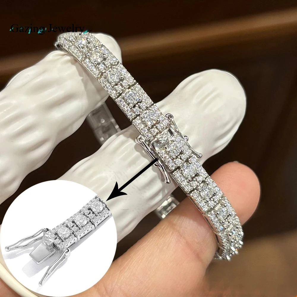 

Luxury Full Moissanite Tennis Bracelet 3mm D VVS 925 Sterling Silver Women's Engagement Wedding Diamond Bracelet Lu