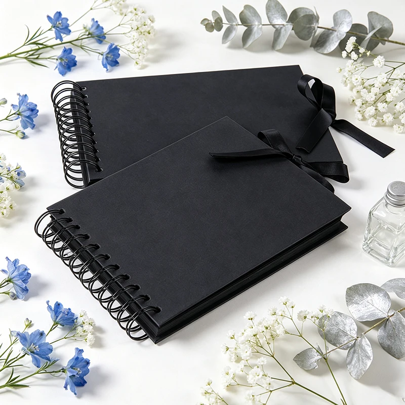 1/2Set A5 Scrapbook Black Photo Album Memory Book Photo Keepsake Journal Blank Crafts Paper Wedding Travel Creative Projects ZYF