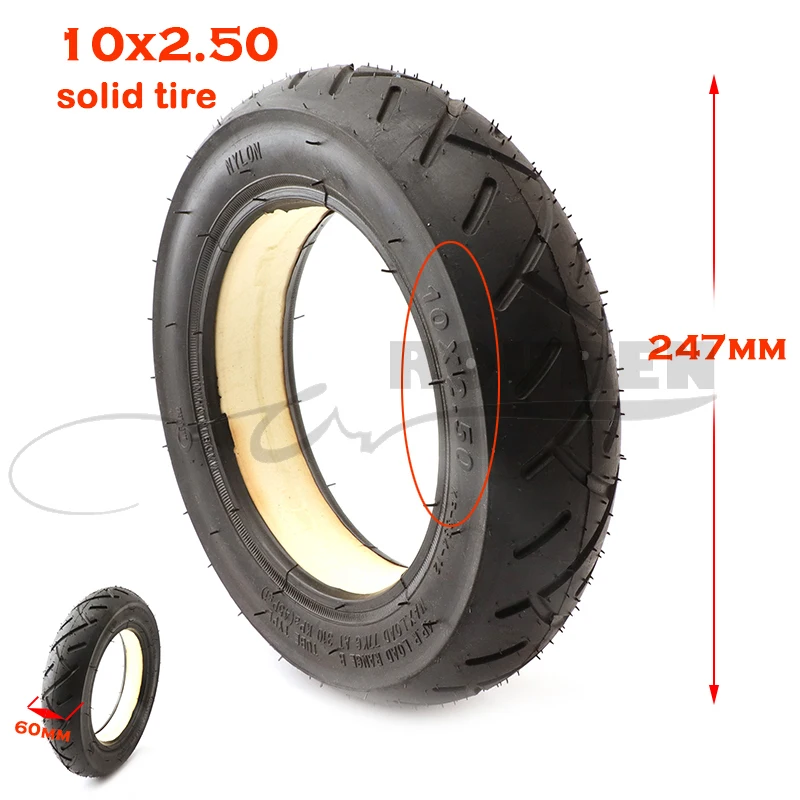 10x2.50 Solid Tire  for Quick 3 ZERO 10X Inokim OX Folding Electric Scooter 10-inch Mini Motorrad Razor Tyre