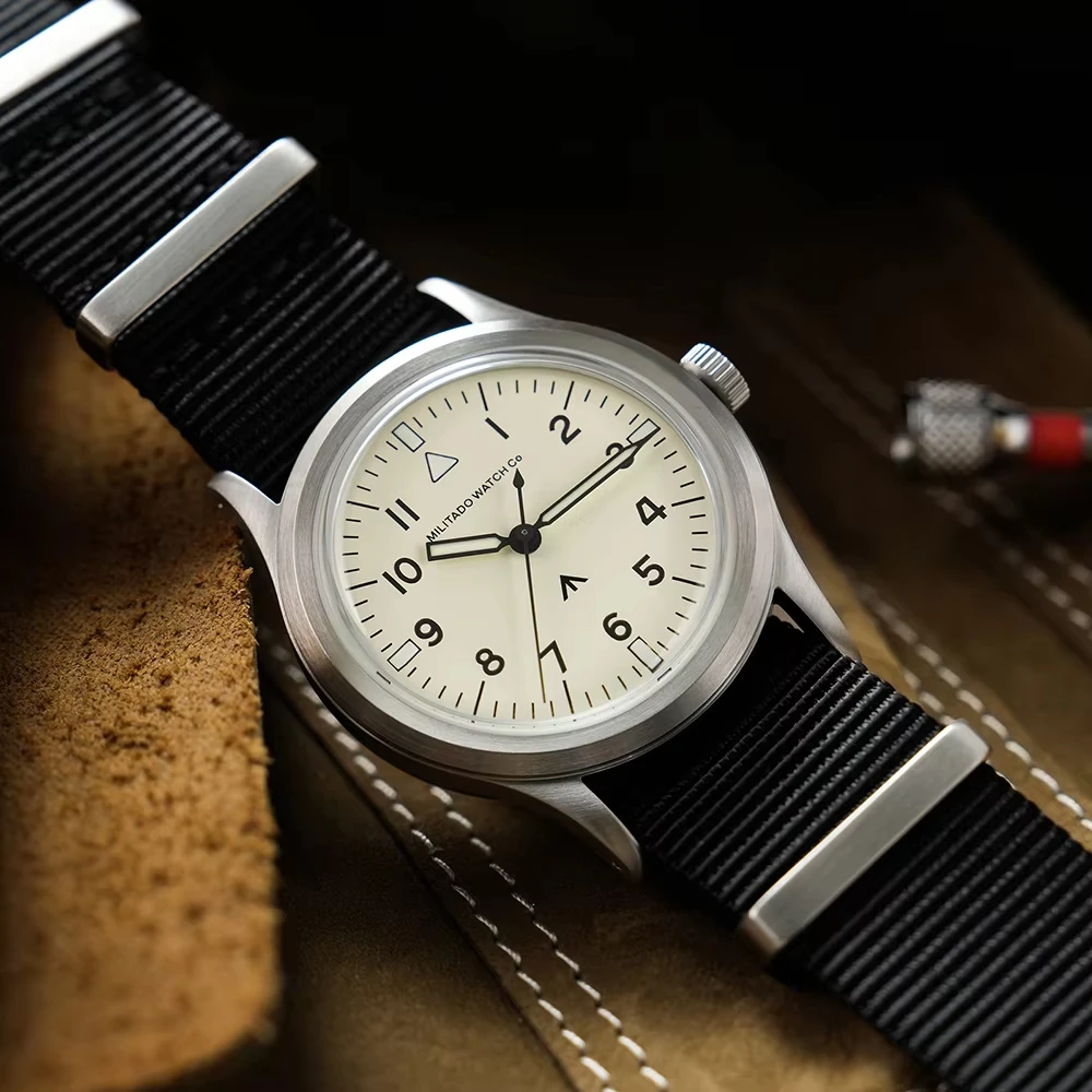 Militado ML14 Quartz Watch 36mm VH31 Sweep Movement Bubble Sapphire Crystal Vintage Watch BGW9 C3 Luminous 100m Waterproof Watch