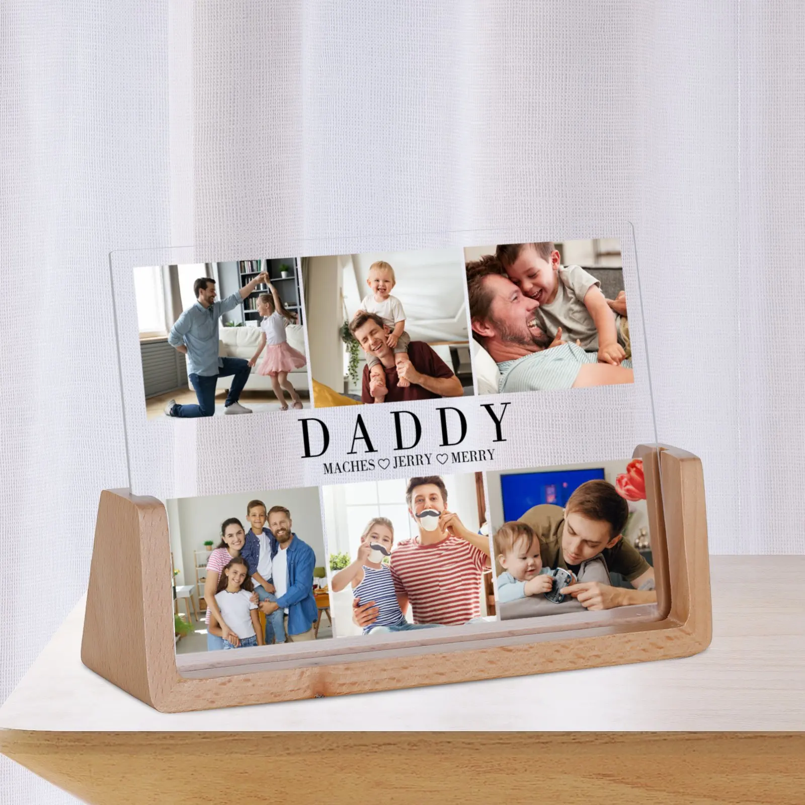 Personalized Daddy 6 Photos Collage Frame Father's Day Gift for Dad Papa Grandpa Memorial Picture Frame Bedroom Desktop Decor