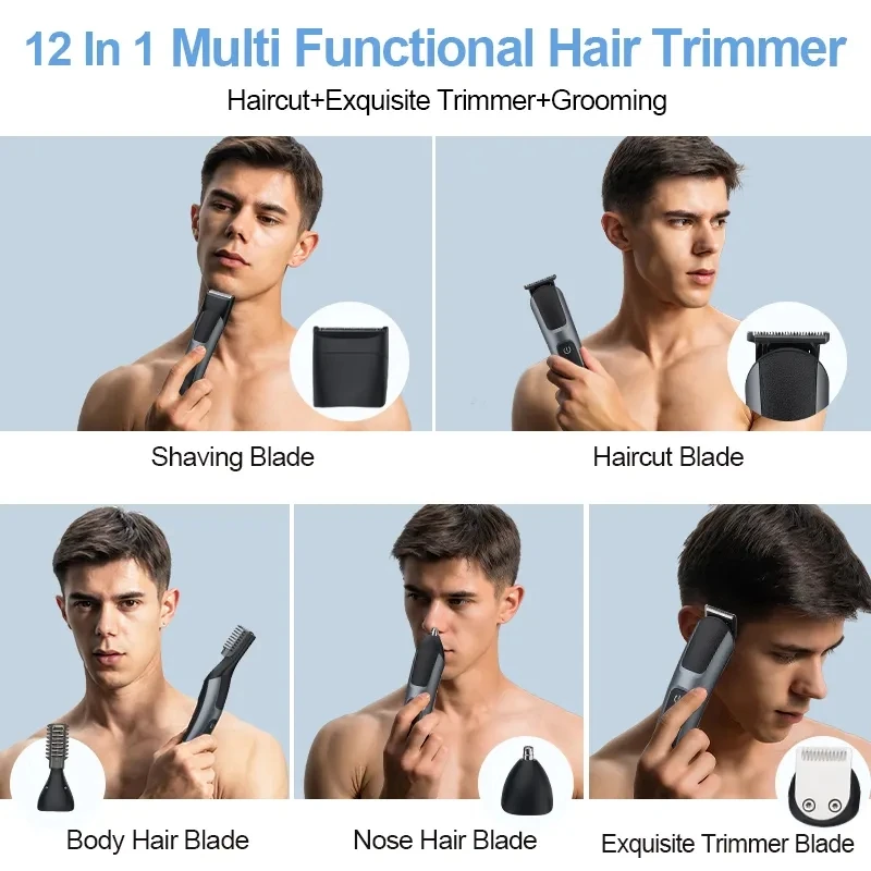 RESUXI GK900 All in One Hair Trimmer Kit Rechargeable Electric Usb Body Shaver Waterproof Mens 5 in 1 Hair Grooming Kit for Men