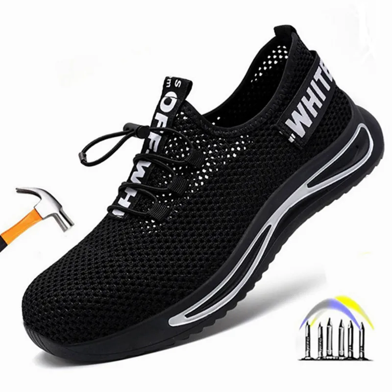 

Breathable safety shoes summer man anti puncture safety work sneakers with iron toe male safety shoes men lightweight work shoes