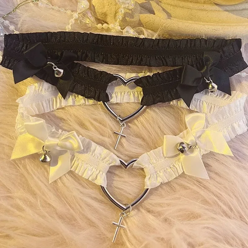 

Gothic Heart Lolita Leg Set Elastic Bow Thigh Ring Cosplay Accessory Anime Wedding Sexy Lace Leg Chain Suffocation Style Women