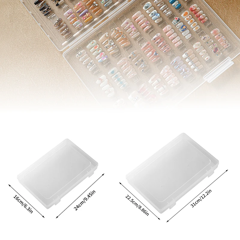 1Pc Dustproof Large Capacity Nail Art Storage Box Wearable Nail Patch Display Board Box Transparent Plastic Makeup Organizer