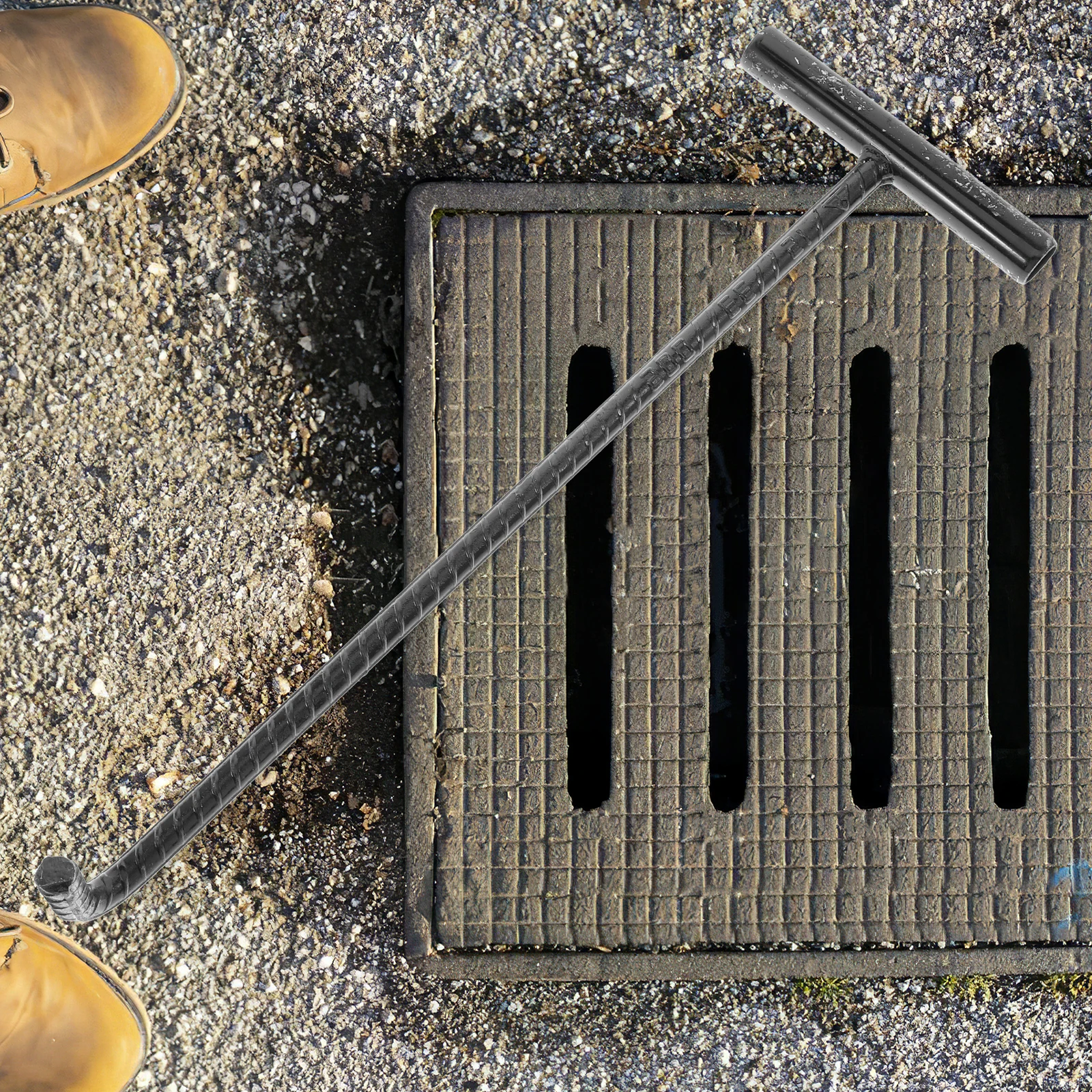 

Stainless Steel T-Bar Manhole Cover Hook Heavy Duty Lifting Tool Sewer Cleaning Pull Hook Long Service Life Practical