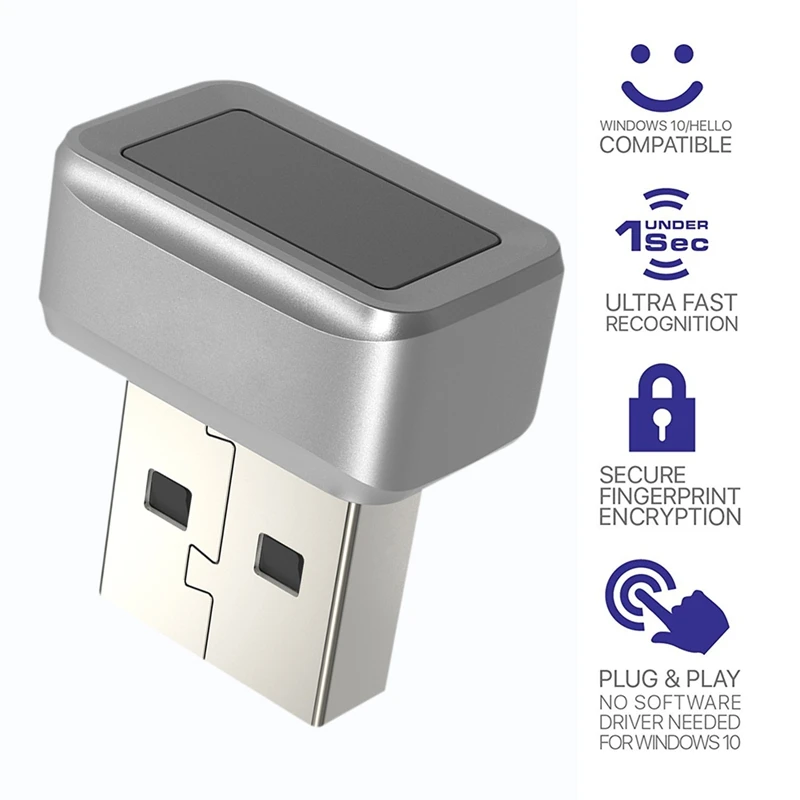 Leitor de chave de impressão digital usb fido u2f chave de segurança portátil para windows olá anti-poofing chave de segurança de correspondência rápida