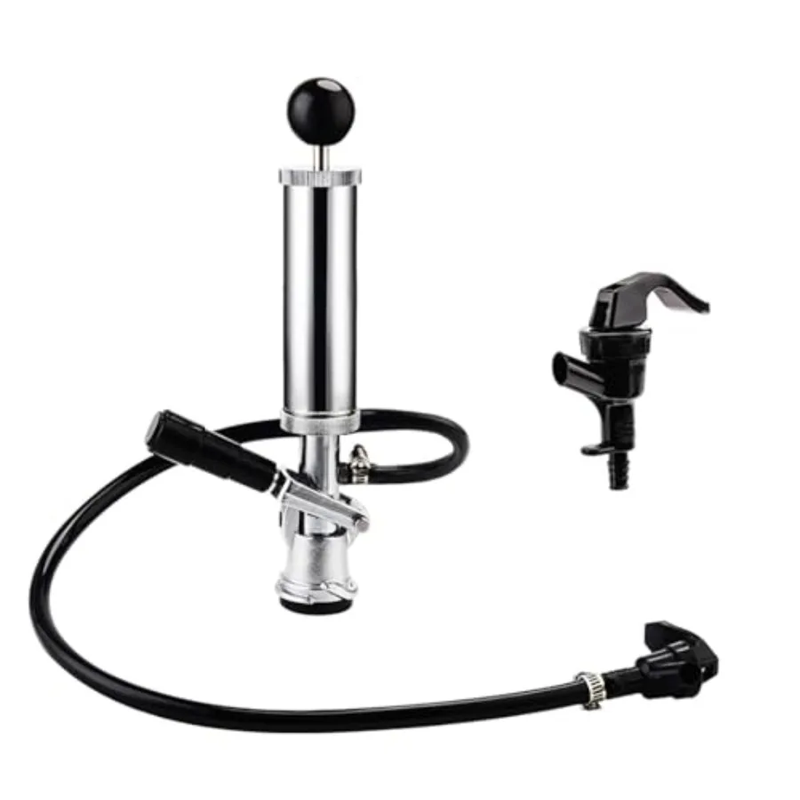 

FERRODAY 4" Beer Keg Tap Heavy Duty Complete D-System Keg Pump US Beer Keg Pump for Sankey Keg Party Pump Picnic Keg Tap Keg Ha