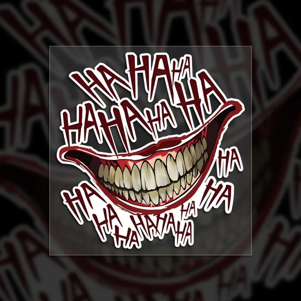 funnyJDM Clown Mouth HAHAHA Motorcycle Stickers Waterproof DIY Motorbike Side Panels Fuel Tank Fairing Vinyl Decals Funny Decora