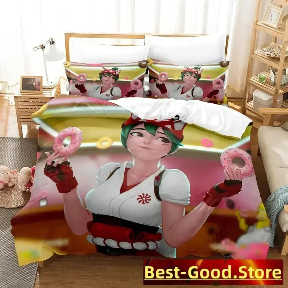 2023 Overwatch 2 Kiriko Heads Bedding Set Duvet Cover Sheet Printed Bed Set Pillowcase Full Queen King Size Comforter Bedroom