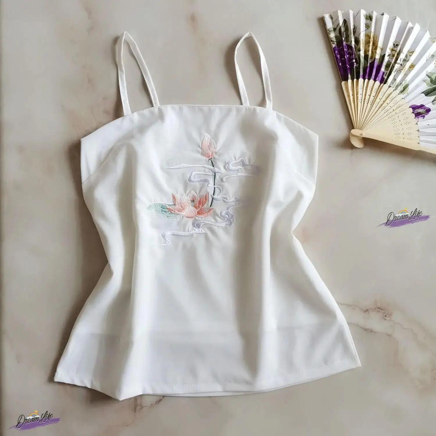 

Женская летняя майка-топ больших размеров с простой вышивкой в виде цветов, белая, в национальном этническом стиле