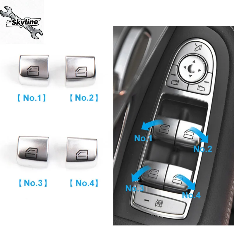 Car Window Switch Repair Button Cover Glass Lift Control Switch Cap Fit W205 W253 W213