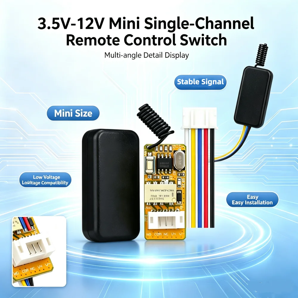 15CH Mini Wireless Remote Control Set Single Channel Receiver for Light Motor Valve DC 3.5V-12V RF Transmitter 15 Pcs